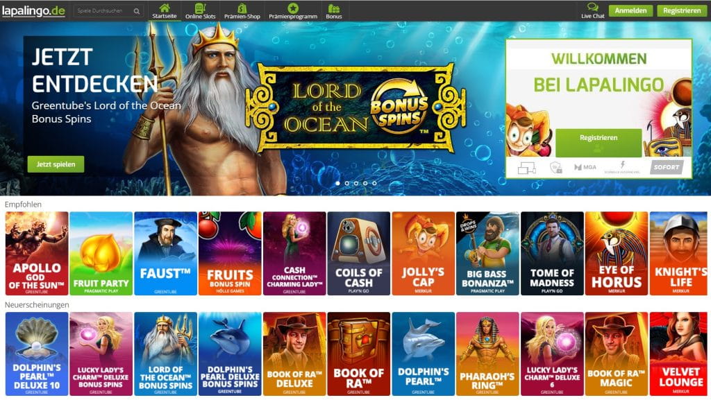 Lapalingo Casino website